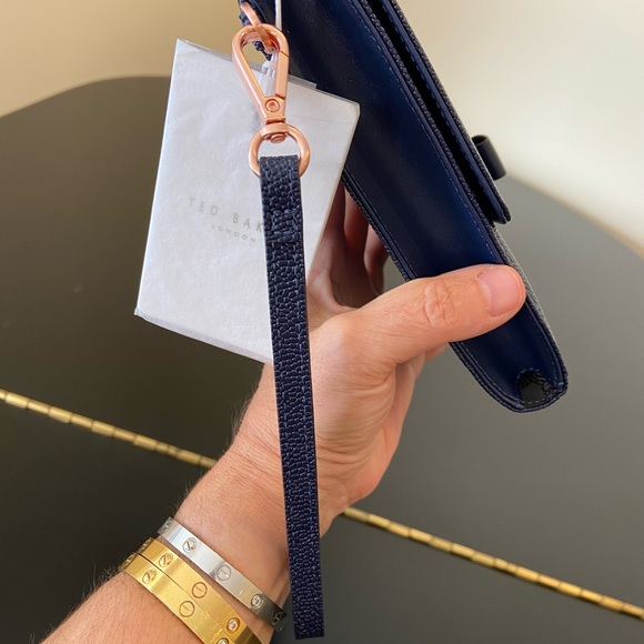 NWT Authentic Navy Ted Baker Krystan Bow Leather Envelope Pouch/bag - Picture 5 of 17